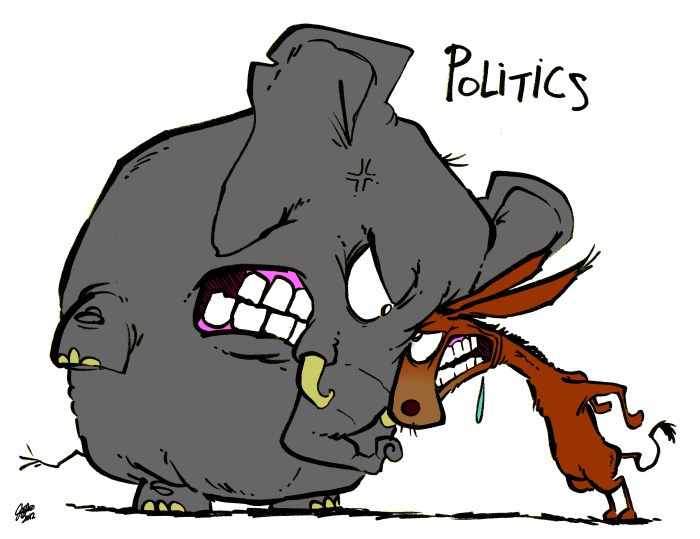 politics butting heads color