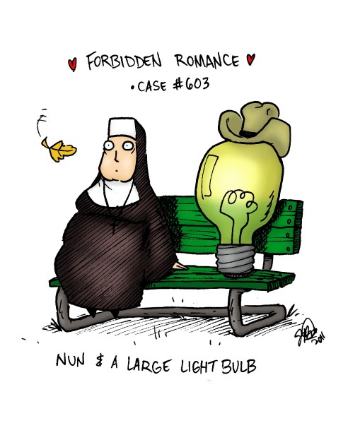 Sometimes it's unholy. forbidden romance nun+lightbulb color